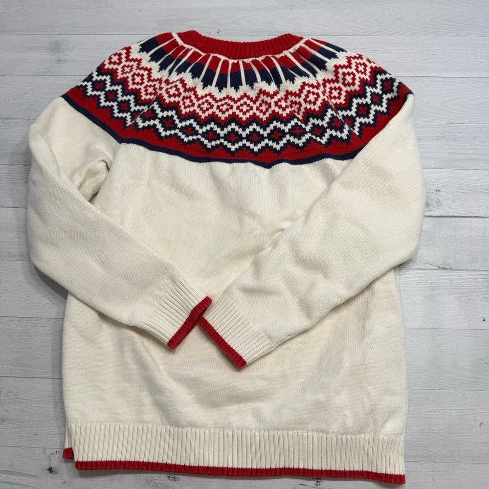 Hanna Andersson fair isle adult sweater navy blue‎ red adult medium